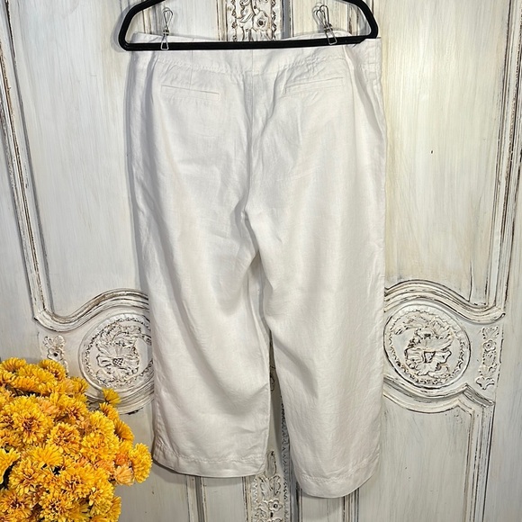 CITY UNLTD The New York City Pant White Wide Leg Linen Cropped Pants - Picture 6 of 10